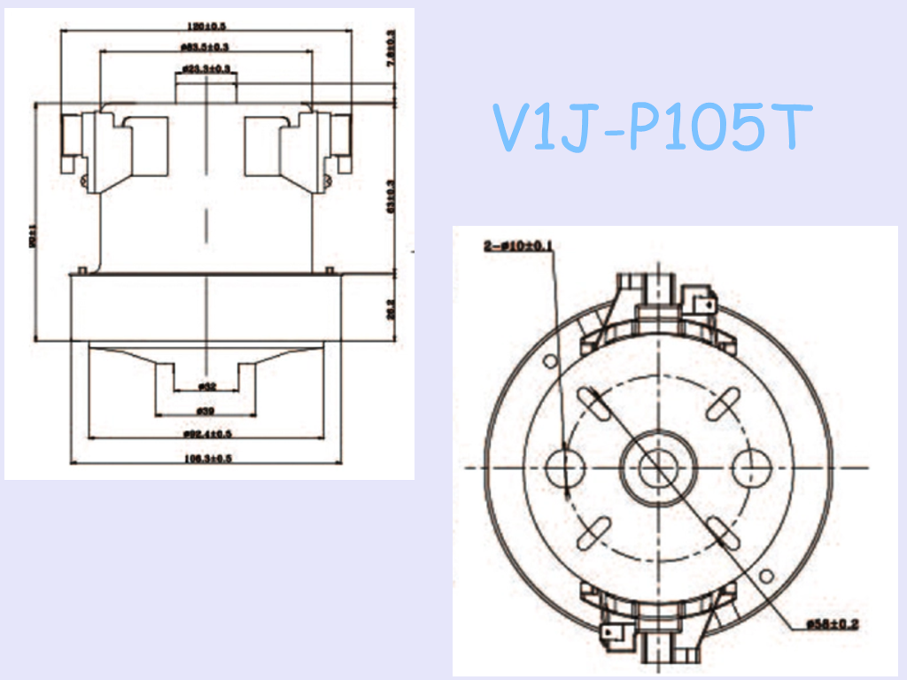 Single Phase Small AC 1.4KW Horizontal Vacuum Cleaner Motors