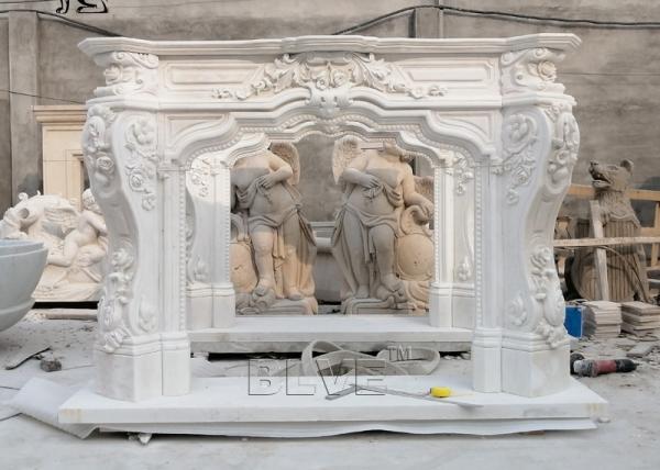 Marble Fireplace Mantel Freestanding Stone Relief Fireplaces Indoor  Decorative European Style
