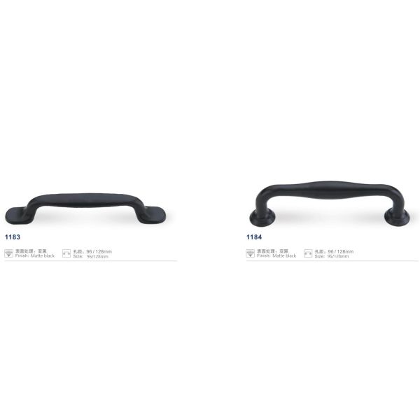 Zinc Alloy Matte Black Door And Cabinet Handles Amercian Style Various Size