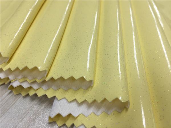 Yellow Color 0.4mm - 0.5mm Pu Synthetic Leather For Ladies Raincoat / Light Jacket