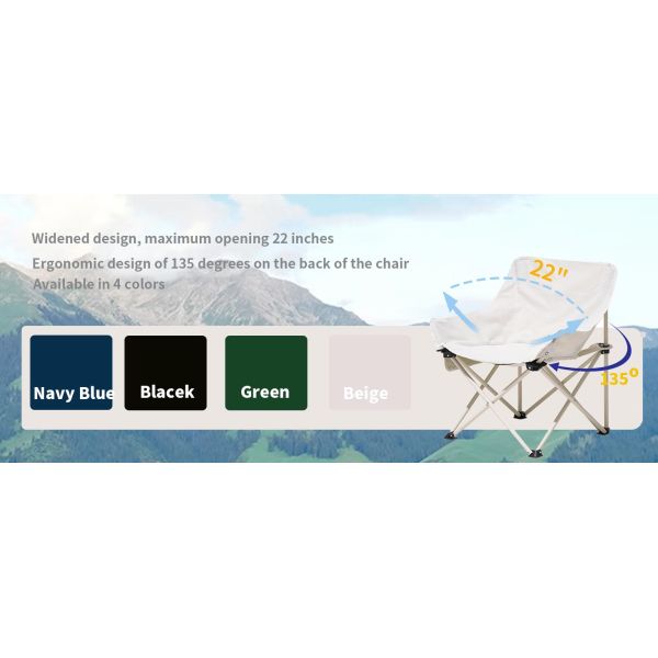 Portable Folding Padded Camping Chair For Lawn Camp Hiking Beach Sports Hunting, Beige