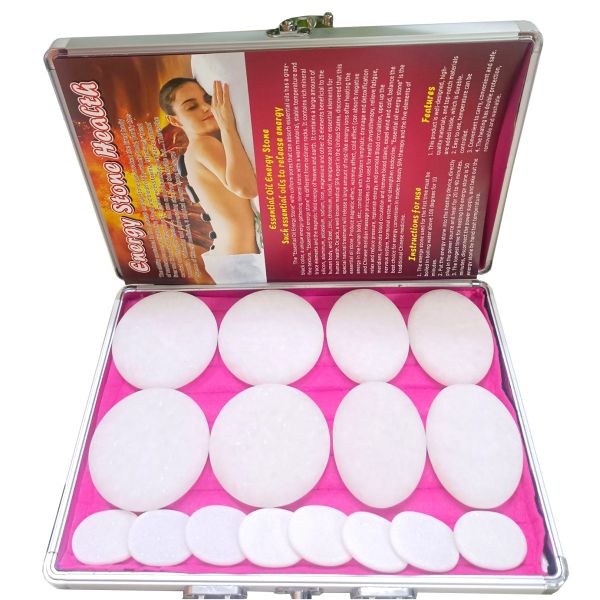 Musical Function 16pcs White Jade Energy Stone Beauty Massage Heater Spa Essential Oil Massage Box For Personal Health Care