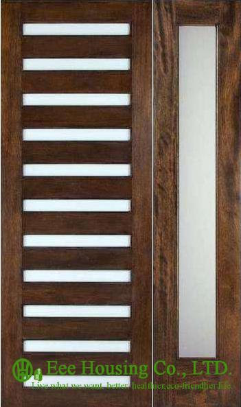 Customized Solid Mahogany Entry Door with Laminated glass For Villas