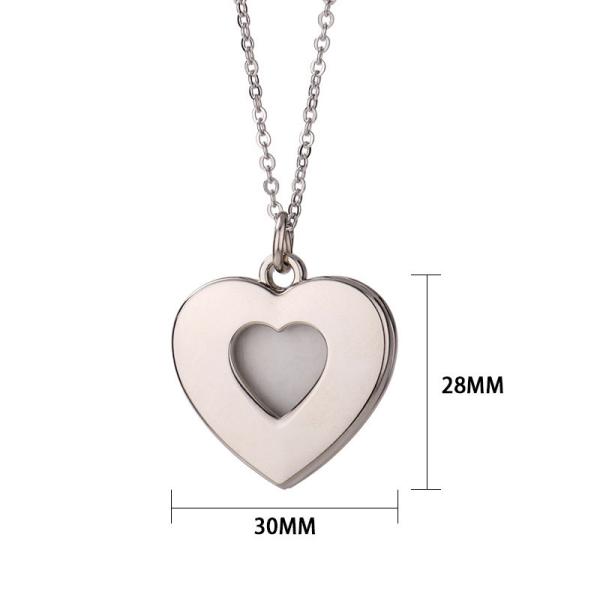 Sublimation Heart Shape Sliding Silver Locket Necklace Custom Printing Sublimation DIY Blank Love Necklace Picture Pendant