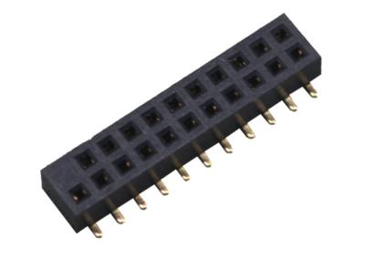 Dois tipo cor preta de SMT do passo de Pin Female Header Connector 1.27mm da fileira 22