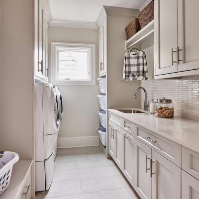 Bathroom White Shaker Laundry Storage Cabinet Furniture Modern Creamy