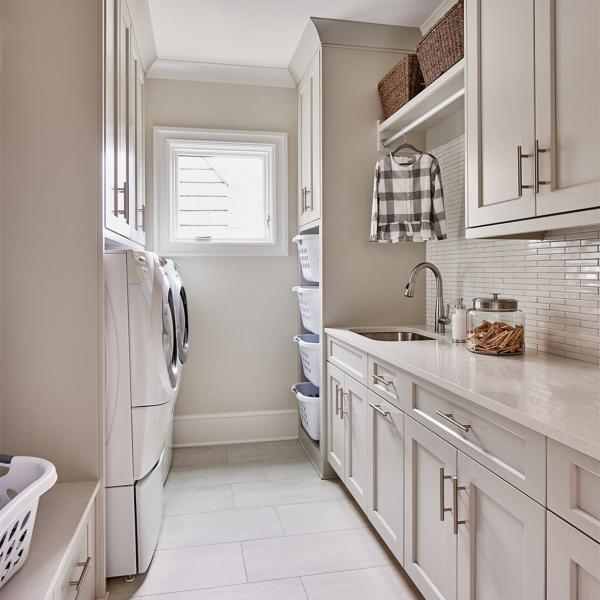 Bathroom White Shaker Laundry Storage Cabinet Furniture Modern Creamy