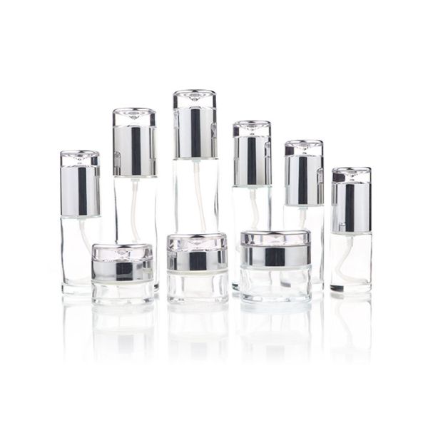 Pearl White 20-120ml Luxury Cosmetic Bottle Set 30g Face Cream Jar Recyclable