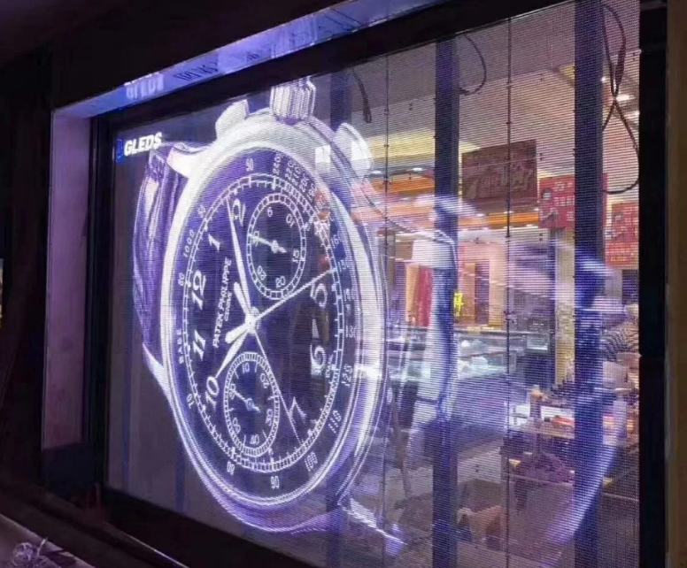 P10.4 Curtain Outdoor Transparent Led Screen 1000*500mm Synchronous Control