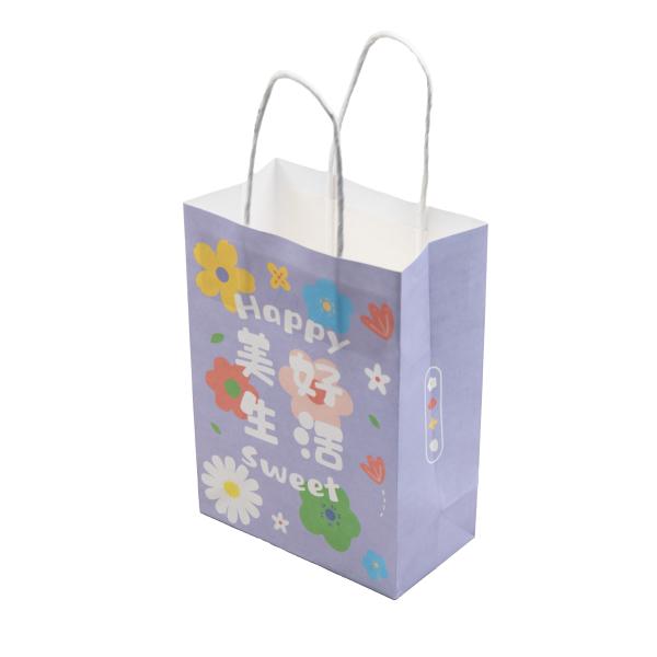 Purple Kraft Paper Bag Custom Size Printed Luxury Packaging for Supermarket Takeaway Coffee Milk Tea Food