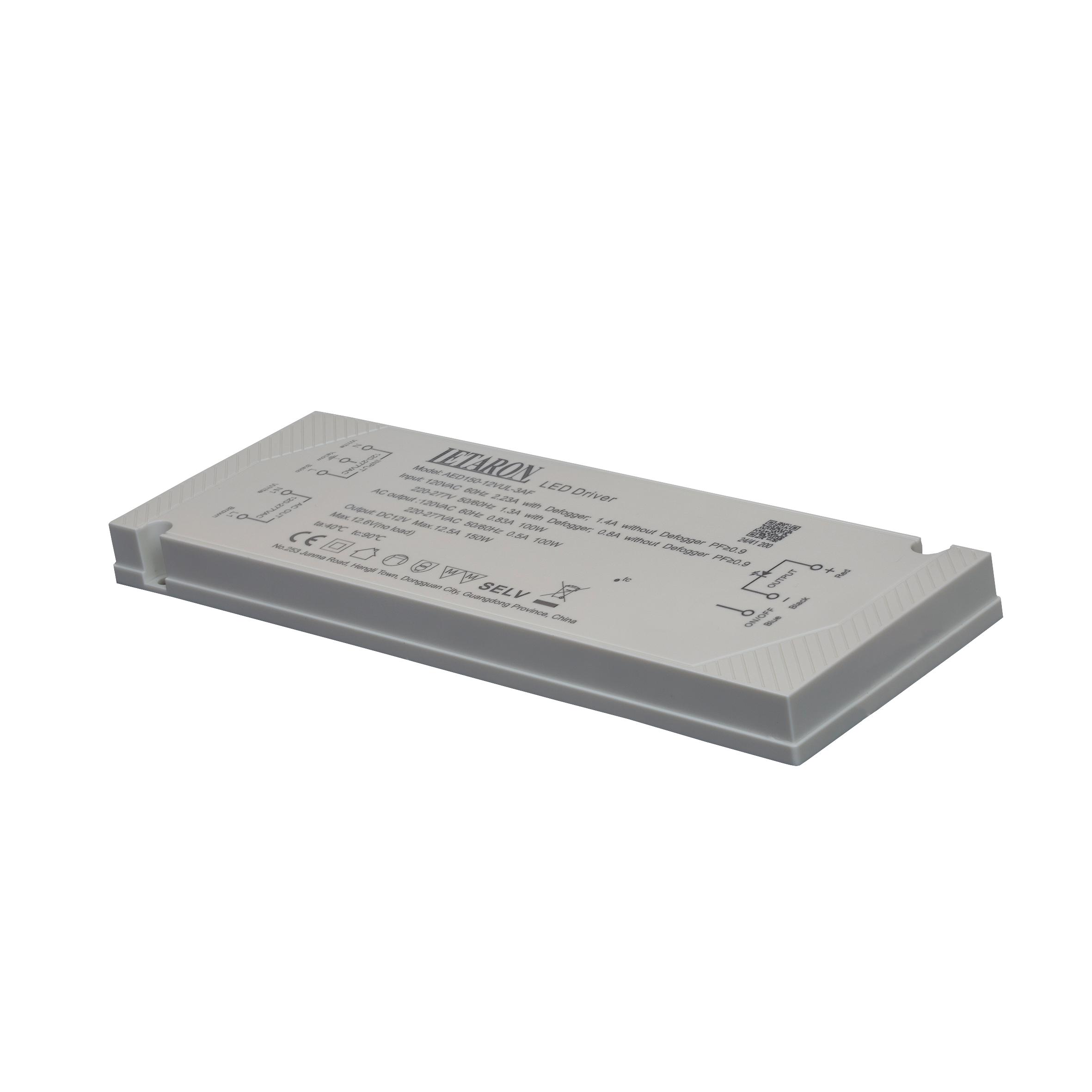Letaron 150W 120-277VAC UL Global LED Driver with Defogger Control for Bathroom Light
