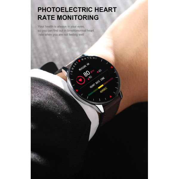 Leather Strap Smart Sport Watch Calorie Consumption Blood Pressure Monitor For Women Men