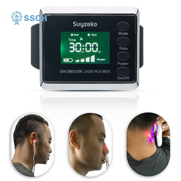 Hypertention / Cancer Laser Healing Device , Laser Therapy Watch With Red / Blue Light