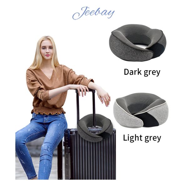Jourm Travel Pillow Customized Gray U Shape Neck Support Memory Foam Pillow for Travel