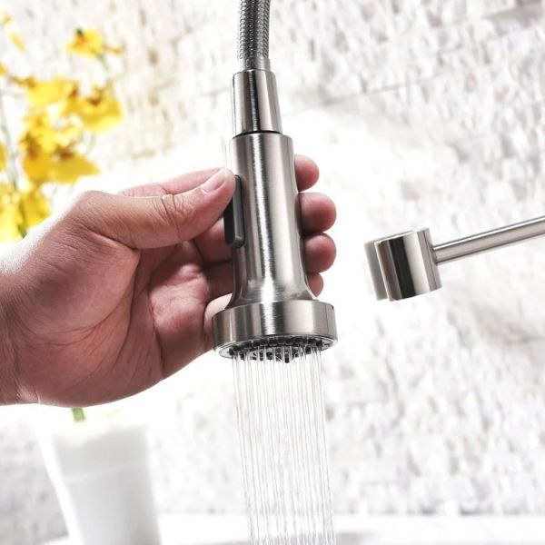 35mm Deck Mounted Single Handle Pull Out Kitchen Faucet Brushed
