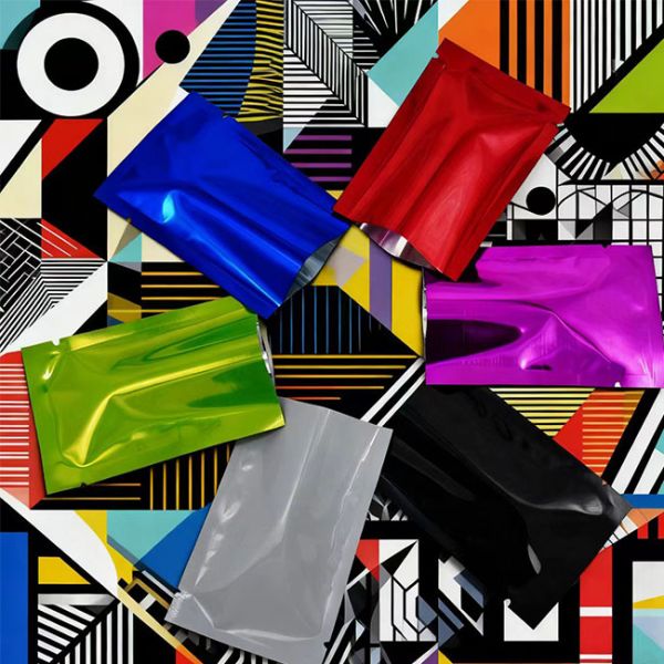 Open Top PE Vacuum Heat Sealing Pouches Multi-Color Recyclable Metallic Mylar Storage Bags Smell Proof Packaging Low MOQ Feed