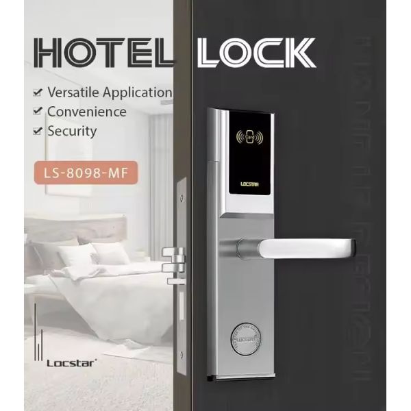 Cerradura de puerta de hotel de acero inoxidable Anti robo Cerradura de puerta de hotel de tarjeta Plata