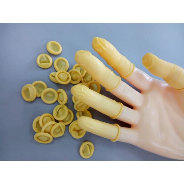 Industrial Cleanroom Finger Cots Antistatic Rubber Yellow