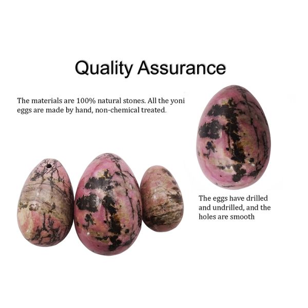 Kegel Exercise Gemstones Hot Jade Rhodonite Palm Stone Yoni Eggs for Women Pelvic Muscle Training in 3 Sizes