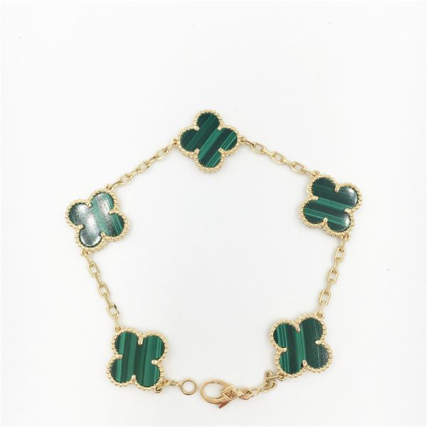 Van Cleef & Arpels Vintage Alhambra bracelet 5 motifs bracelet in yellow gold malachite