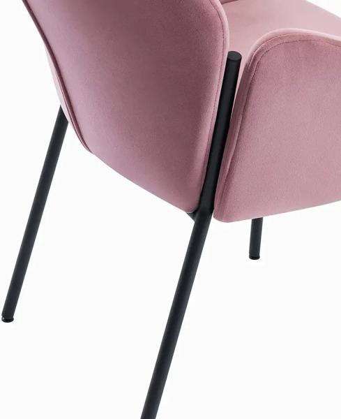 Anti Fading Velvet Modern Single Seater Chair Pink Color For Kitchen