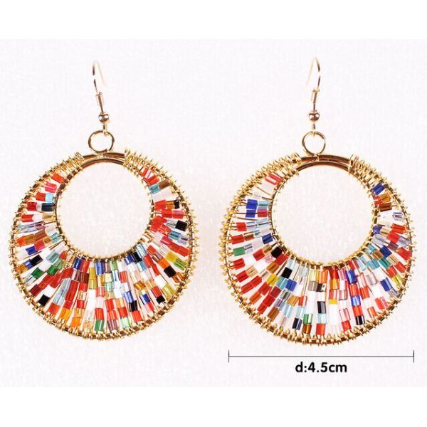 Big fashion earrings retro color hand-knitting Cleopatra earrings Beads