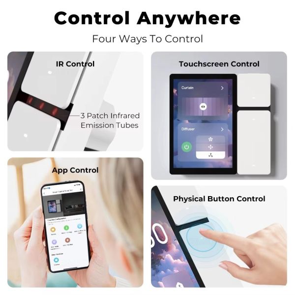 IR Blaster Smart Home Control Panel Tuya Touch Screen With 3 Gang Switch For House Automation