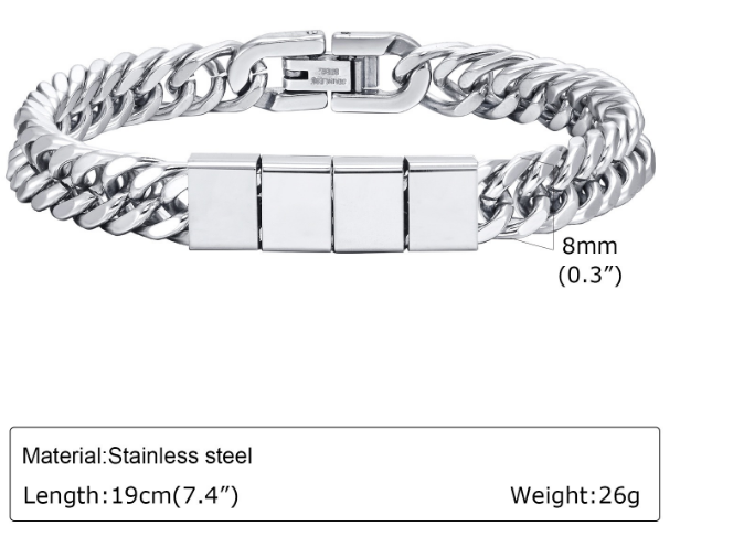 19cm and 23cm Stainless Steel Men's Bracelet with Inlay Technology Fast Shipment Guaranteed