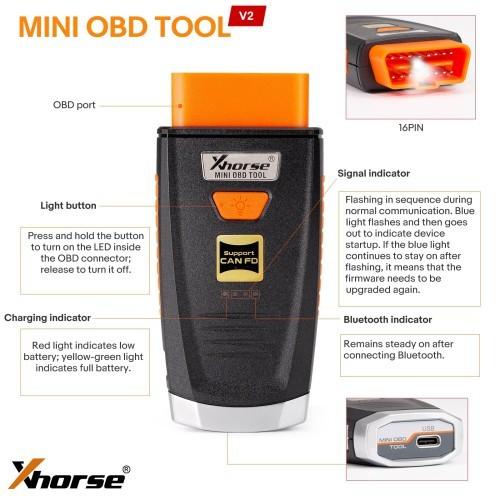 Xhorse Mini OBD Tool  with Toyota 8A H Chip Non Smart Key All Keys Lost Adapter