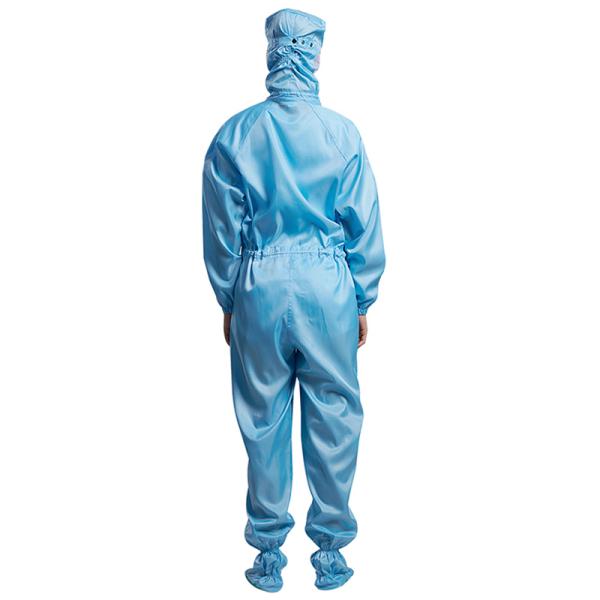 Four - Piece Snap Cleanroom Suit Unisex S~4XL Antistatic Dustproof Autoclavable Customized Blue / White HanYang Clean