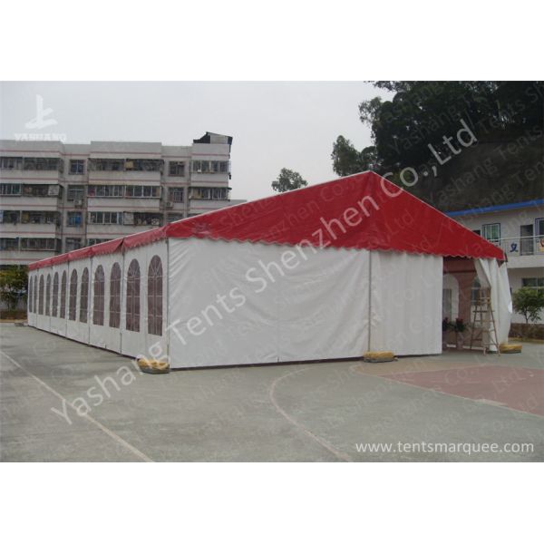 Red Roof White Wall PVC Cover Outdoor Party Tents Transparent PVC Fabric Windows