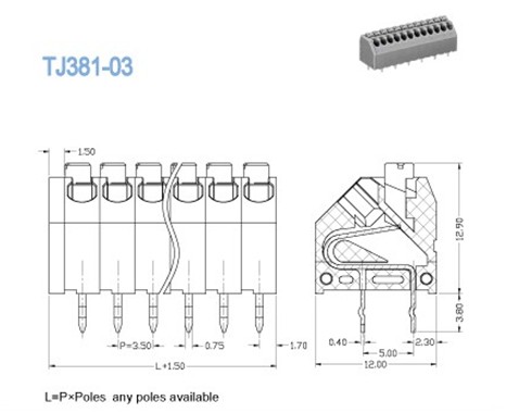 Соорудите блок весны PCB 3.50mm терминальный, блоки 300V 5A 28P Screwless терминальные