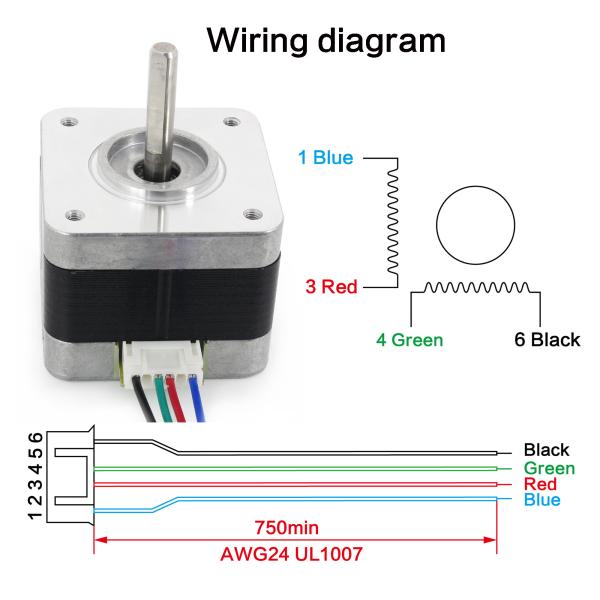 Nema17 Stepper Motor 34mm + 1M Cable 2 Phase 0.95A 2.4kg.Cm For CNC 3D Printer