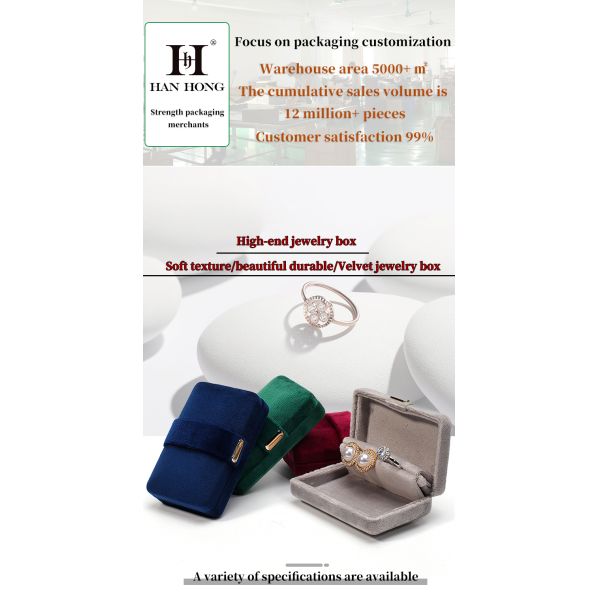 Logo personnalisé Hanhong de velours Luxe boîte de bijoux verte pour boucles d'oreilles Bracelet Collier Ring