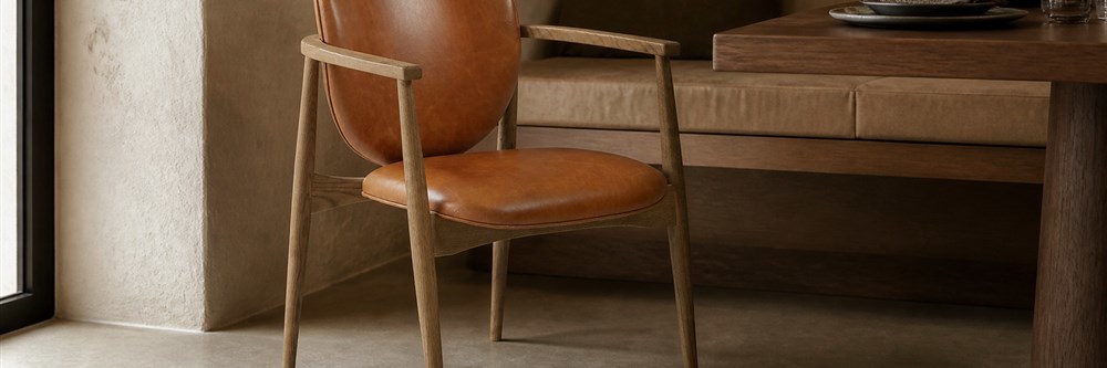 Mid-Century Leather Dining Armchair CYC-039
