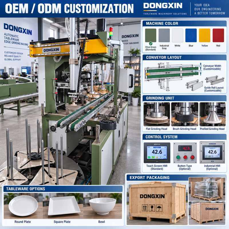 Fully Automatic Melamine Tableware Grinding Machine with PLC Control for High Production Capacity and Multi-Angle Grinding