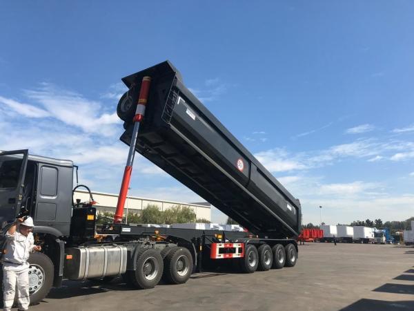 3 Axle U Shape/Type Dump/Tipper/Tipping Semi Trailer with 12 Tires and 1840mm Tread