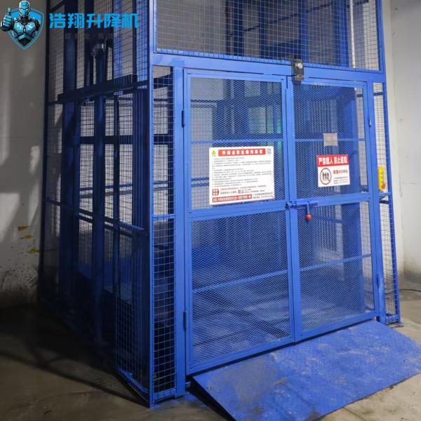 6m High 500kg-20000kg Blue Industrial Indoor Goods Lift Hydraulic Cargo Elevator