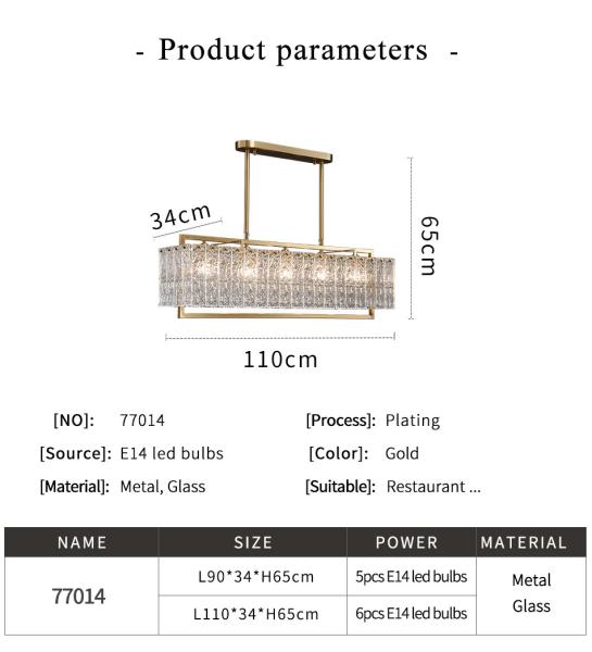Luxury home decor lamp living room chandelier rectangle modern led crystal chandelier ceiling light(WH-CY-229)