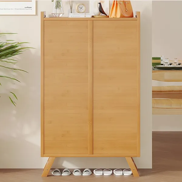 Breathable Shoe Cabinet with Doors, Freestanding Entrance Multi-layer Storage Rack