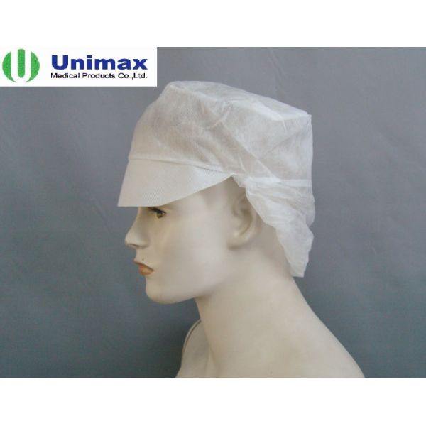 Disposable Non Woven 20g Peaked Flat Cap For Industrial Use