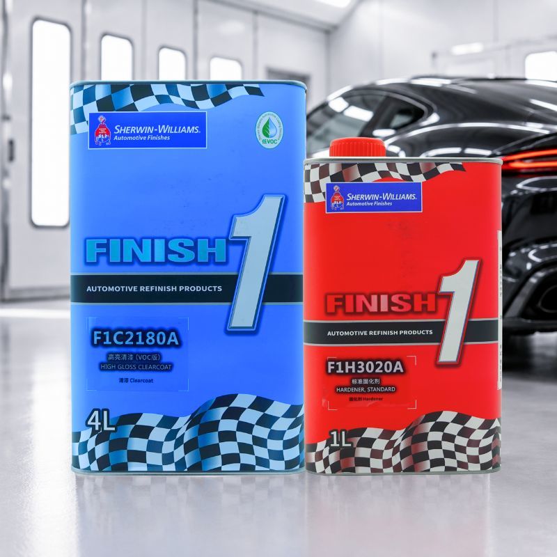 Sherwin-Williams Finish 1 F1C2180A VOC High Gloss 2K Automotive Clear Coat with F1H3020A Standard Hardener