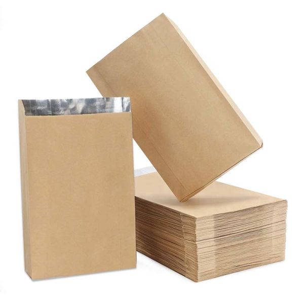 Recyclable Aluminum Foil Lined Bags Brown Custom Gusset Bags For Fast Food Takeaway