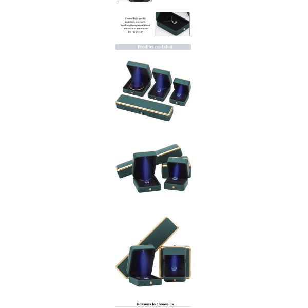 OEM Rectángulo LED caja de joyas Eco Friendly para brazalete collar de pendientes anillo de embalaje