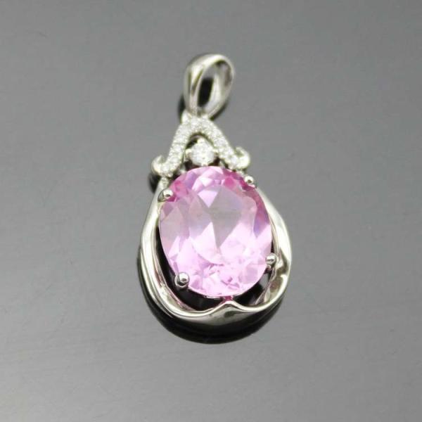925 Silver Jewelry 9mm x11mm Oval Blue Topaz  Cubic Zircon Pendant(PSJ0420)