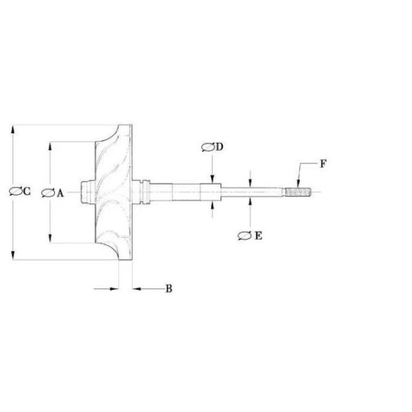 RHF5H Turbine Wheel Shaft For VF34 Inducer 53mm Exducer 40.1mm 9 Blades Turbochargers