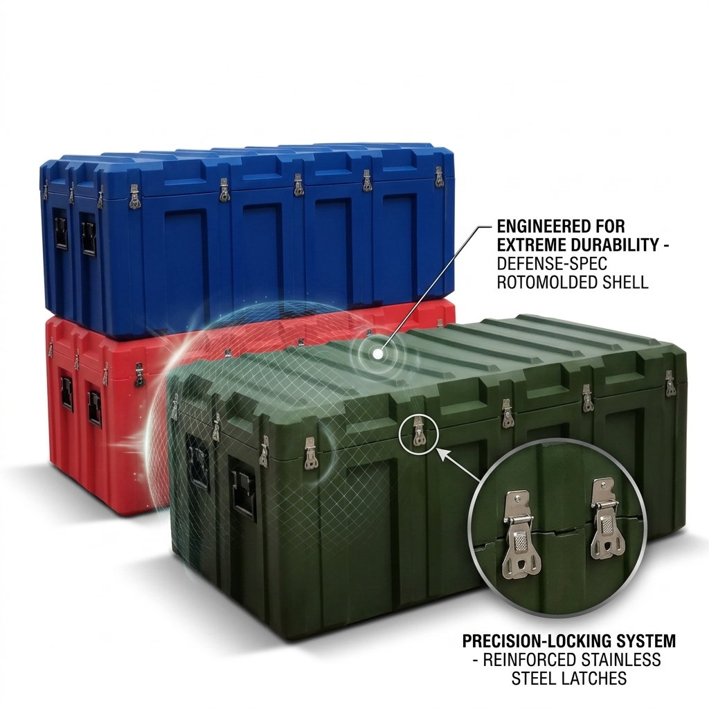 Wheeled 1200mm Rotomolded Tool Box IP65 Waterproof Long Equipment Transport Case LLDPE Military