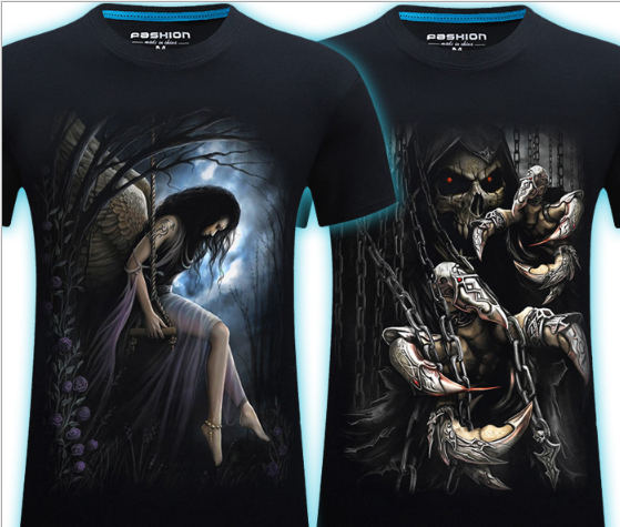 Summer Men's 3D Personality T-shirt Short Sleeve Stereo Wolf Head Pattern Big Size Gain/ Garment