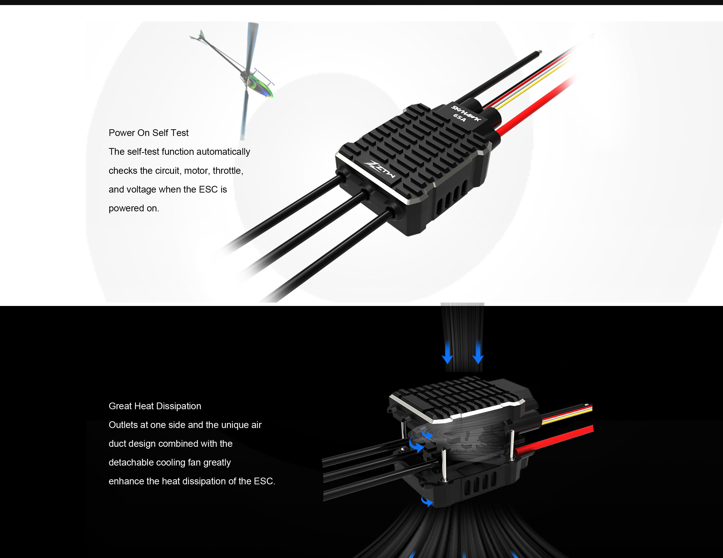 UAV ESC ZTW Skyhawk 65A 3-6S SBEC Brushless ESC Drone Propulsion System