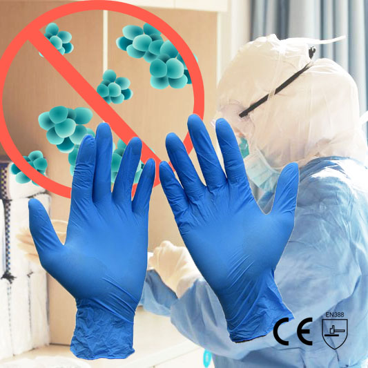 General Medical Nitrile Examination Gloves Non Sterile Type Customized Logo